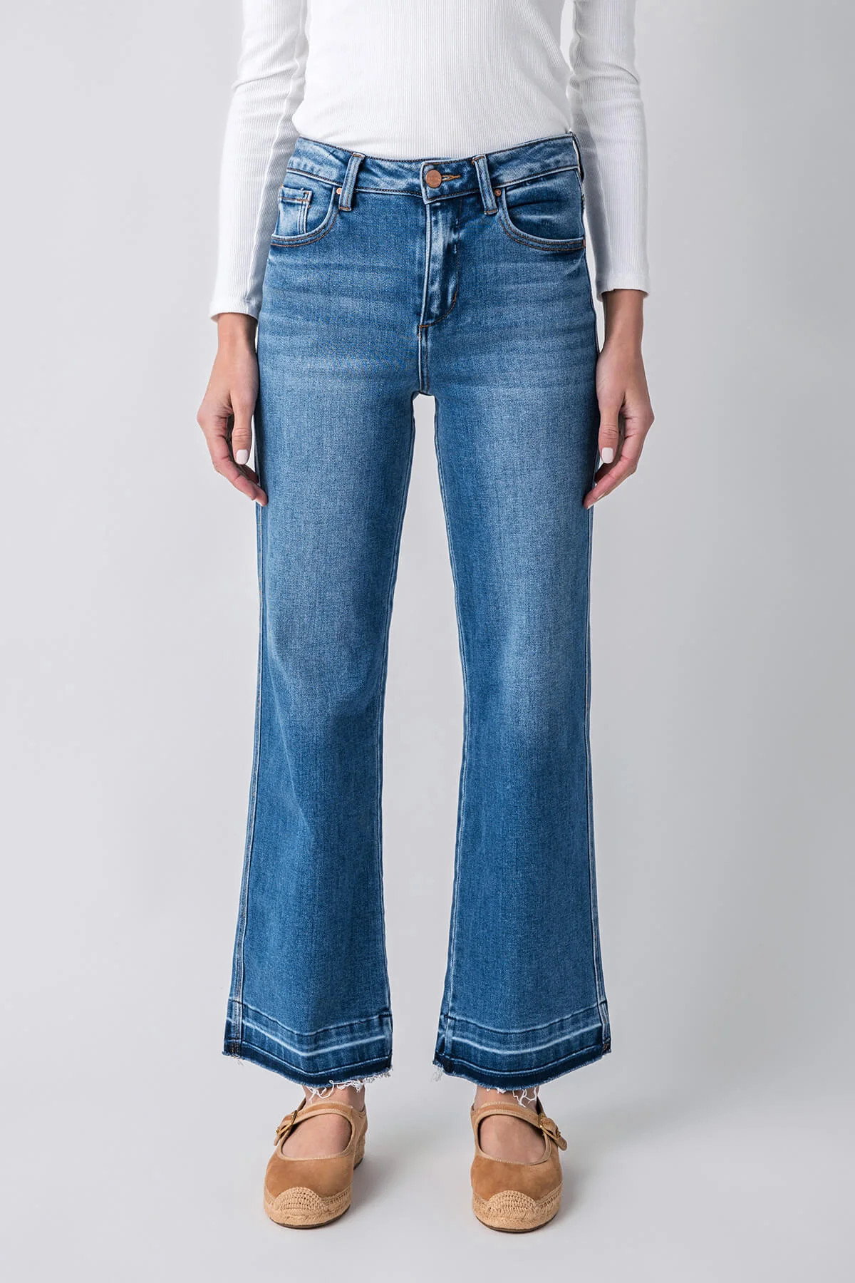 Risen Astrid High Rise Released Hem Ankle Straight Jeans | Social Threads