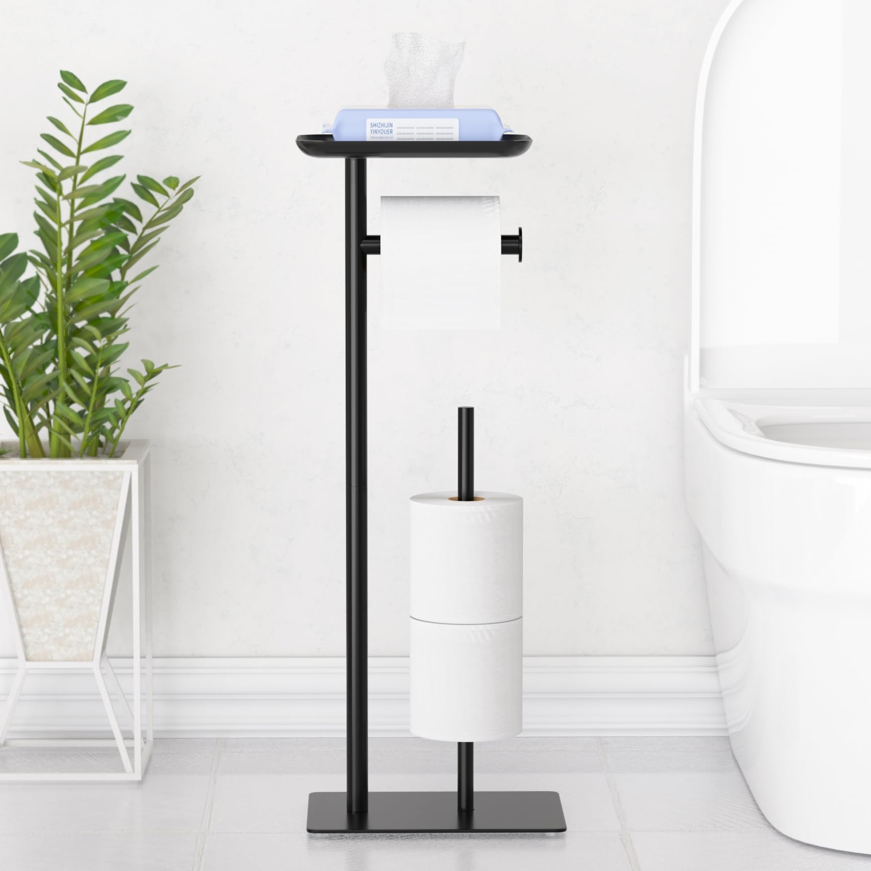 Free Standing Toilet Roll Holder with Top Shelf 4 Rolls Stainless Steel Toilet Paper Dispenser fo... | Amazon (DE)