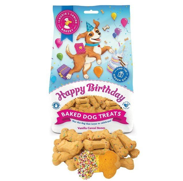 Claudia's Canine Bakery Happy Birthday Vanilla Cereal Bone Baked Dog Treats, 8-oz bag | Chewy.com