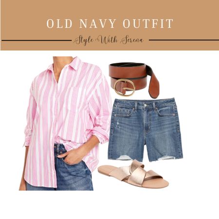 Old navy outfit, button up, linen button up, denim shorts, denim, women’s sandals 

#LTKStyleTip #LTKFindsUnder50 #LTKSeasonal