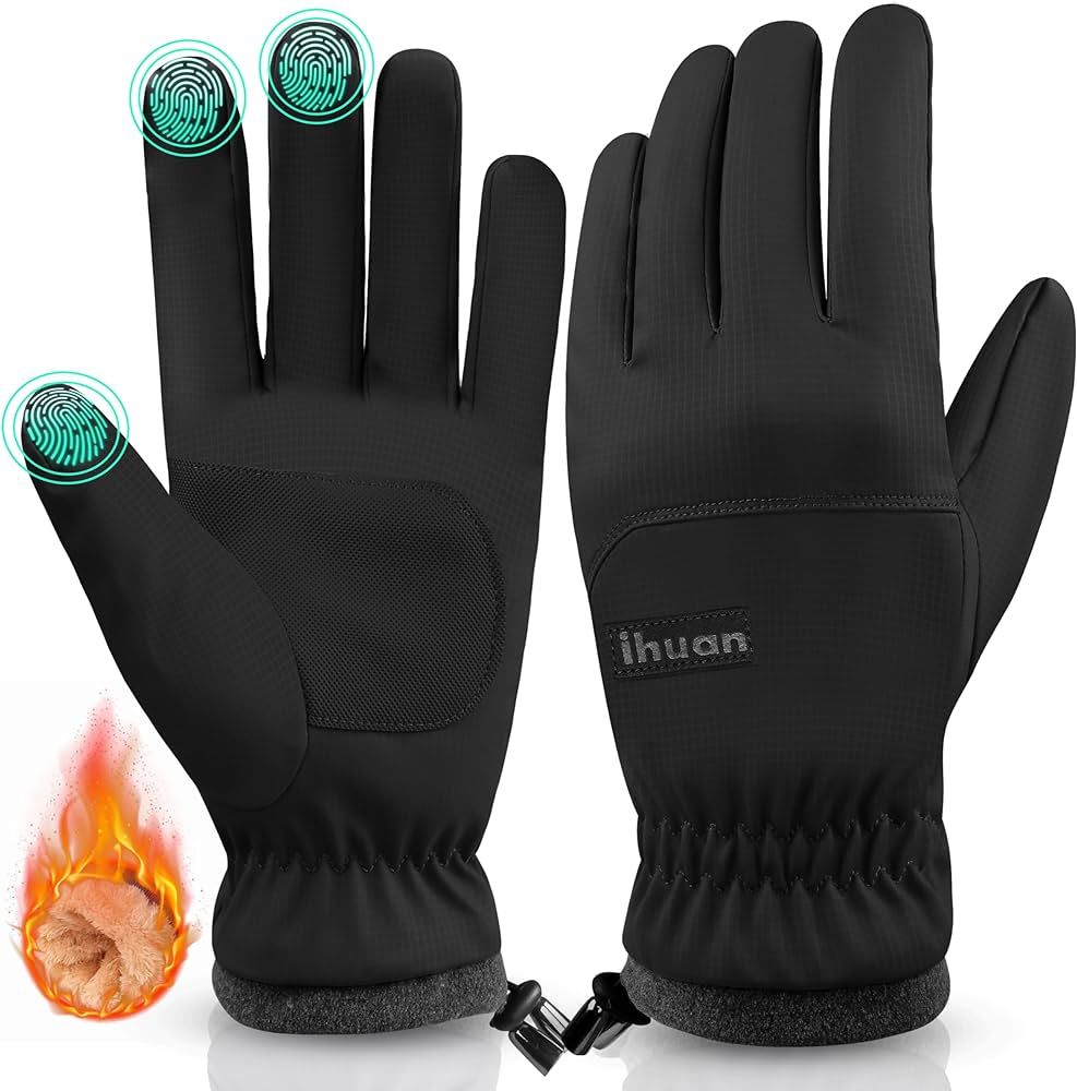 ihuan Winter Gloves Waterproof Windproof Mens Women - Warm Gloves Cold Weather, Touch Screen Fing... | Amazon (US)