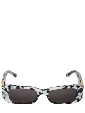 Balenciaga - Dynasty rectangular acetate sunglasses - White Havana | Luisaviaroma | Luisaviaroma
