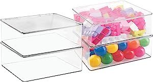 mDesign Plastic Stackable Rectangular Storage Bin, Drawer or Cabinet Organizer with Lid, Containe... | Amazon (US)