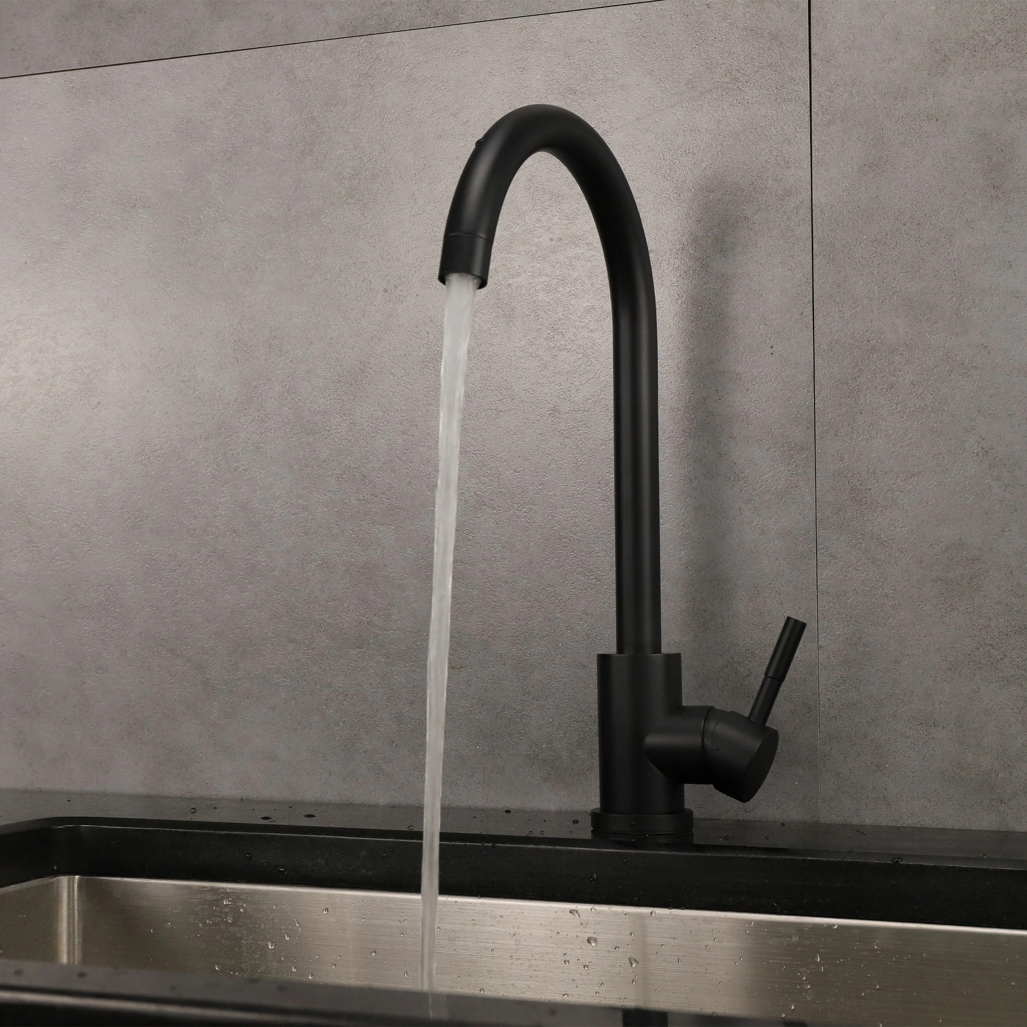 Single Handle Kitchen Faucet , Black Finish - 15.75"H x 9.5"D X 4"W | Bed Bath & Beyond