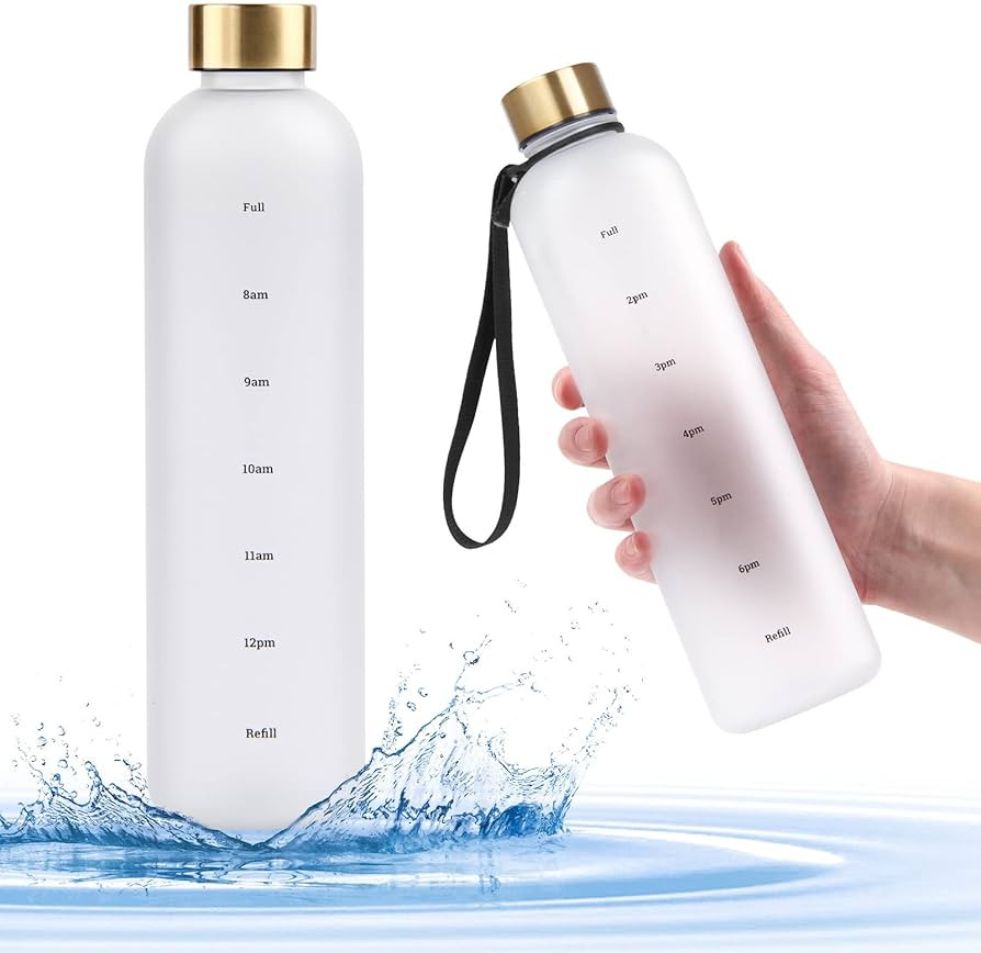 Helecors Daily Water Bottle with Time Marker - 32oz / 1 Liter BPA Free Leakproof Water Bottles wi... | Amazon (CA)