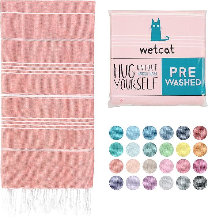 WETCAT Turkish Beach Towel (38 x 71) - Prewashed for Soft Feel, 100% Cotton - Quick Dry Bath Towe... | Amazon (US)