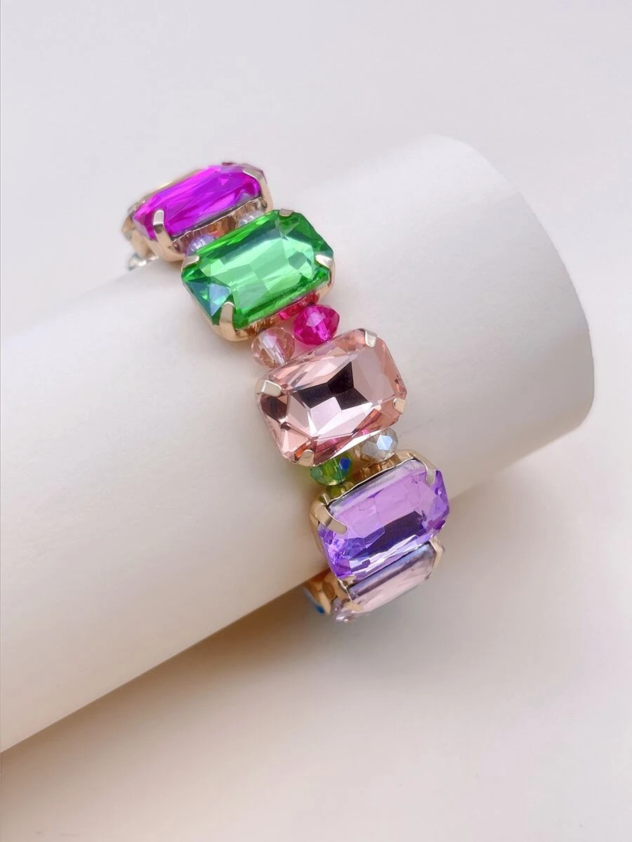 Random Color Rhinestone & Bead Decor Bracelet | SHEIN