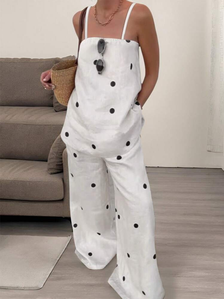 INAWLY Women's Plus Size Simple Fashion Polka Dot 2 Pieces Set | SHEIN