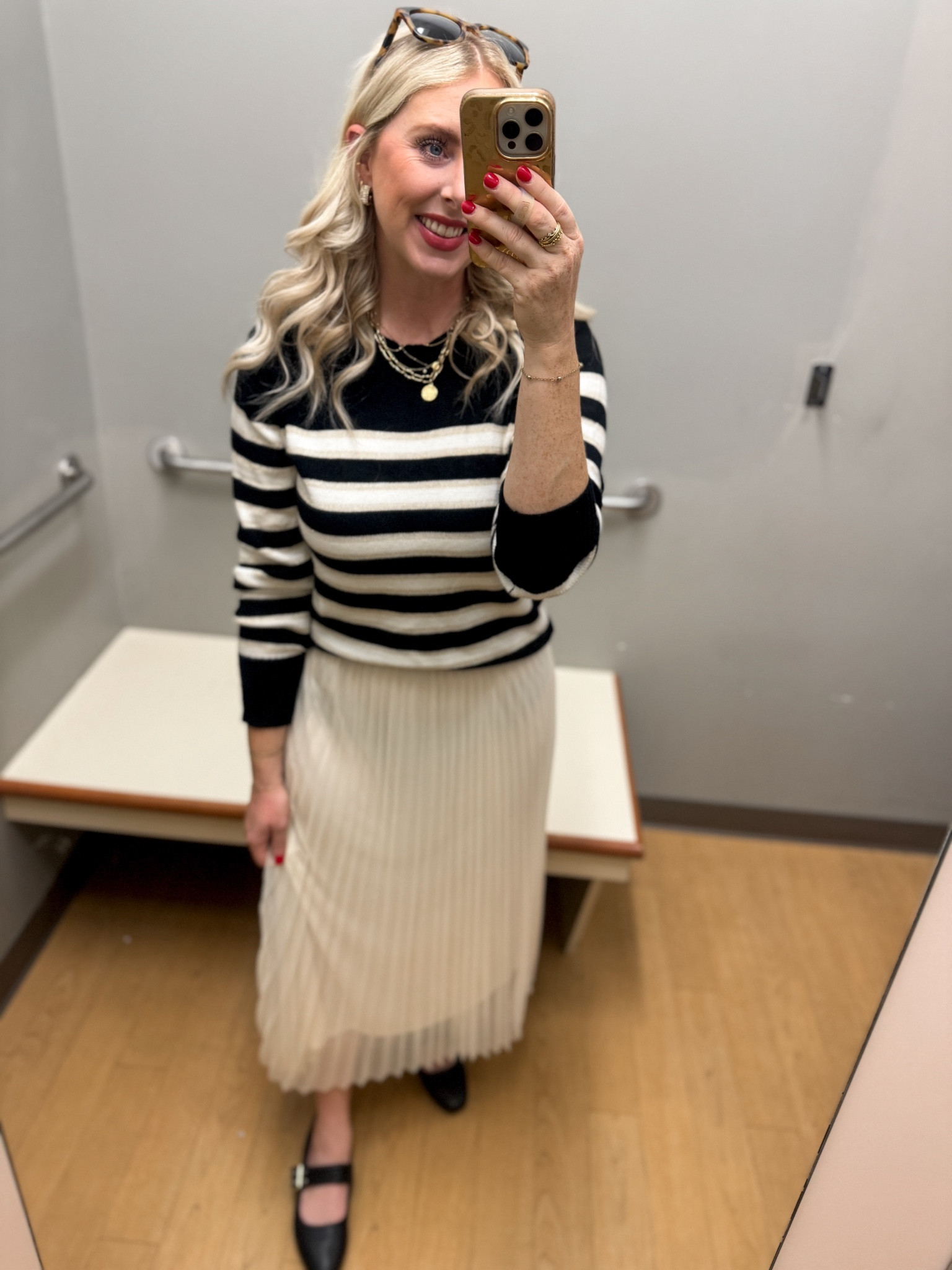 Kohls outfit, pleated skirt, striped sweater 

Medium 

#LTKStyleTip #LTKFindsUnder50 #LTKSaleAlert