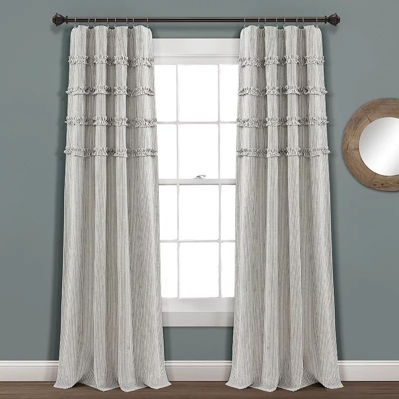 Lush Decor 2-pack Vintage Stripe Yarn Dyed Cotton Window Curtains, Grey, 84X40 | Kohl's