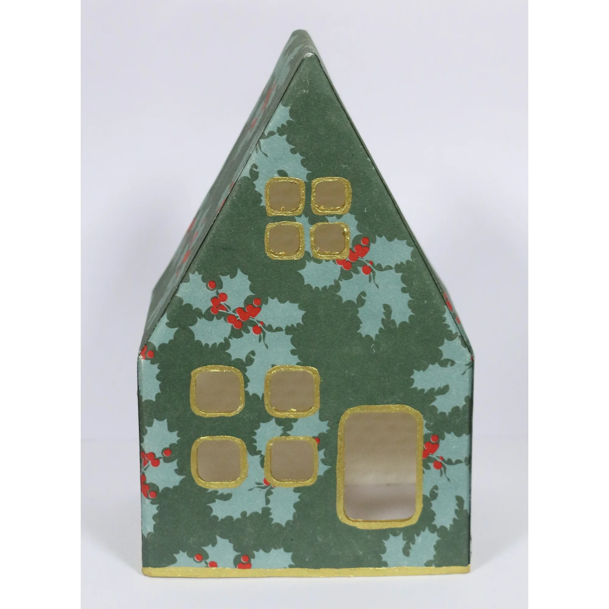 Paper Mache Holly House Christmas Tabletop Decoration, Multicolor, 7.2", by Holiday Time | Walmart (US)
