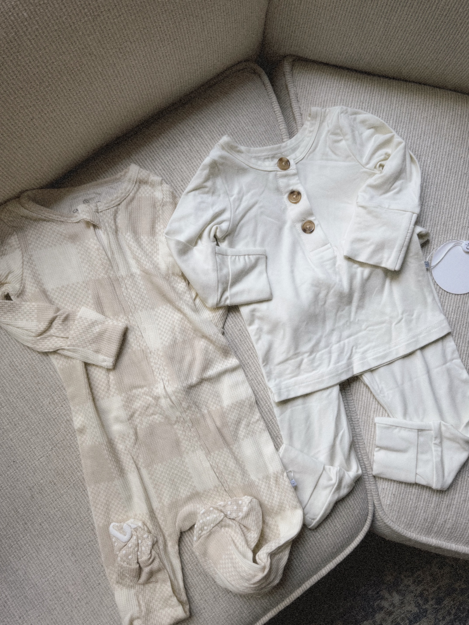 Comfy bamboo pajamas for my baby! The right pair has fold overs for the feet and I’m obsessed. Love that his feet can stay warm at night. The left pair has grips on the feet and it’s so perfect for keeping him from slipping. Can’t wait for my baby to get to wear these!

#LTKFamily #LTKBaby