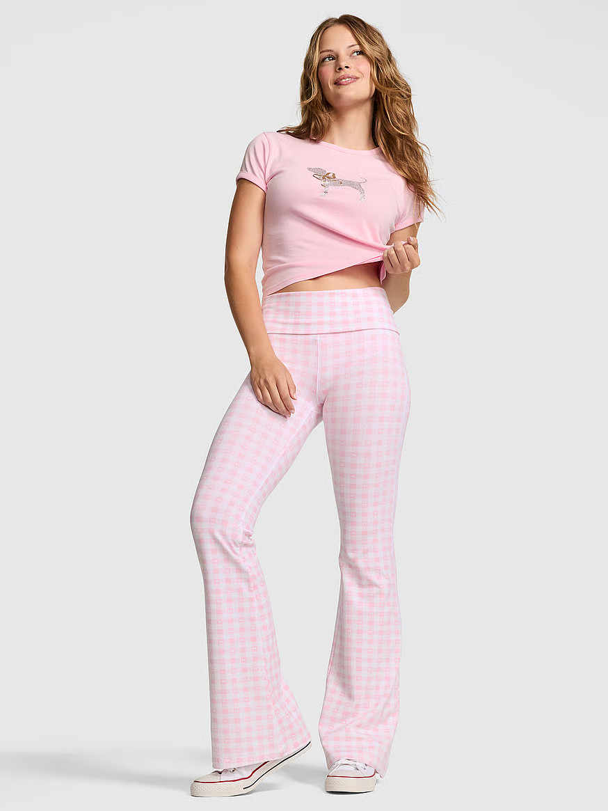 PINK x LoveShackFancy Cotton Foldover Flare Leggings | Victoria's Secret (US / CA )