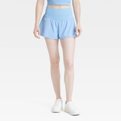 Women's High-Rise Seamless Waistband Woven Shorts 2.5" - JoyLab™ Light Blue L: Fit, Built-in Shorts | Target