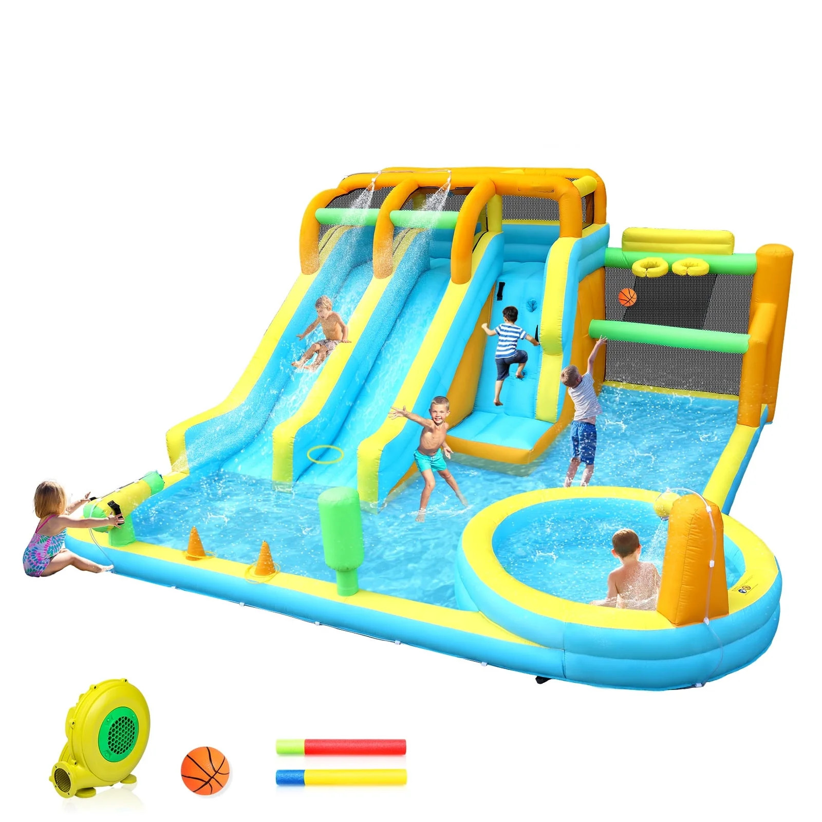 Ktaxon 11-in-1 Inflatable Water Slide Bounce House with Blower, Double Slides Water Park, Pool & ... | Walmart (US)