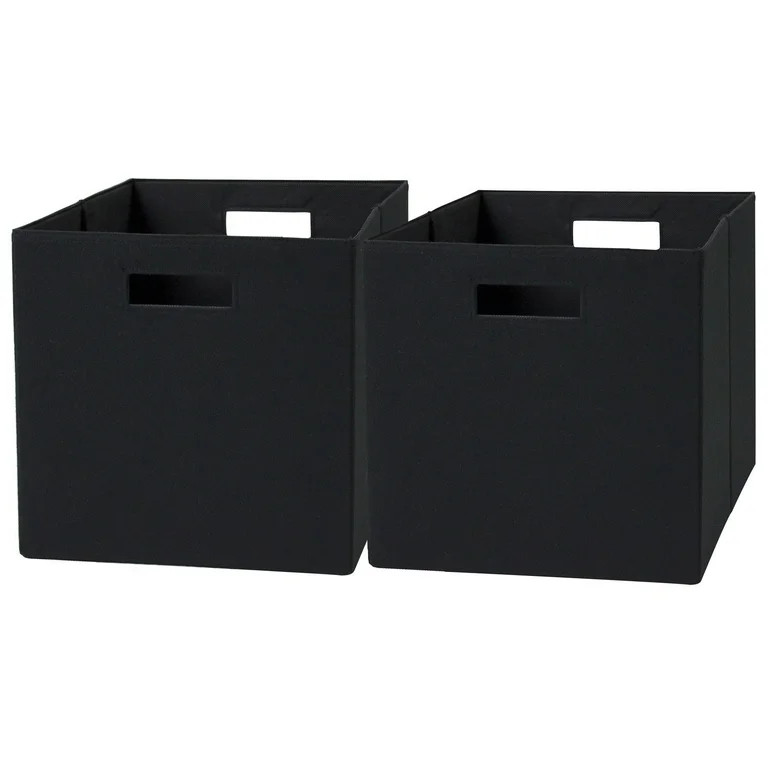 Better Homes & Gardens Fabric Cube Storage Bins (12.75" x 12.75"), 2 Pack, Black | Walmart (US)
