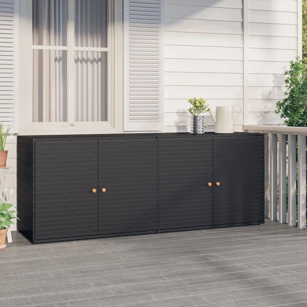 vidaXL Garden Storage Cabinet Black 78.0x21.9x31.5" Poly Rattan | Wayfair North America