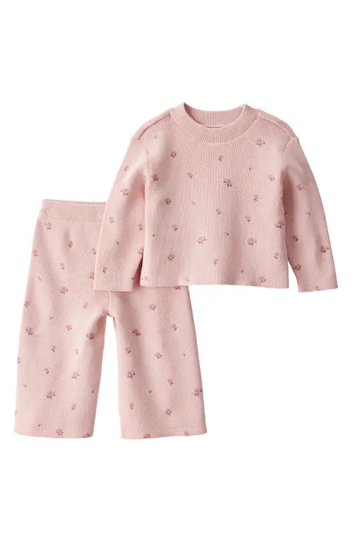 Little Planet Kids' Organic Cotton Sweater & Pants Set in Pink Floral at Nordstrom, Size 9M | Nordstrom