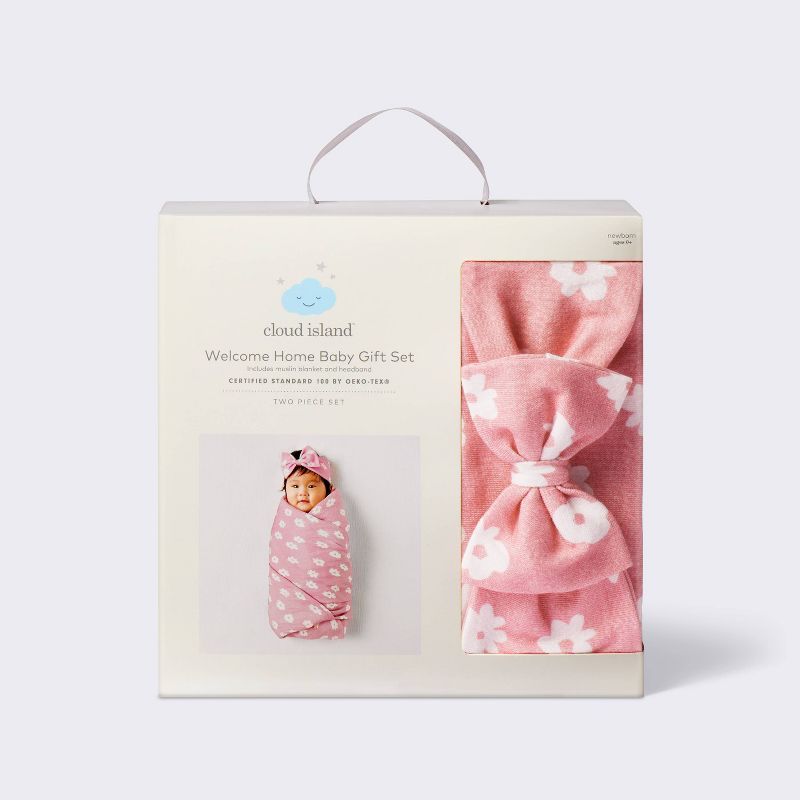 Hospital Muslin Swaddle and Headwrap Gift Set - Pink - Cloud Island™ | Target