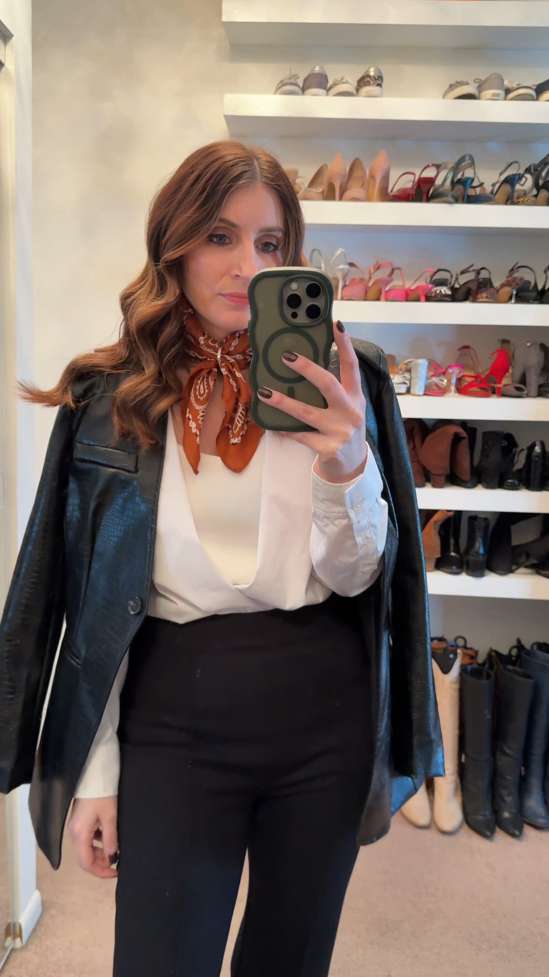 What I wore to work today, workwear outfit, casual outfit, fitted button down shirt, classic white button down shirt, Spanx black dress pants, western boots, silk neck scarf, ankle boots, gold earrings, easy outfit  



#LTKOver40 #LTKWorkwear #LTKootd