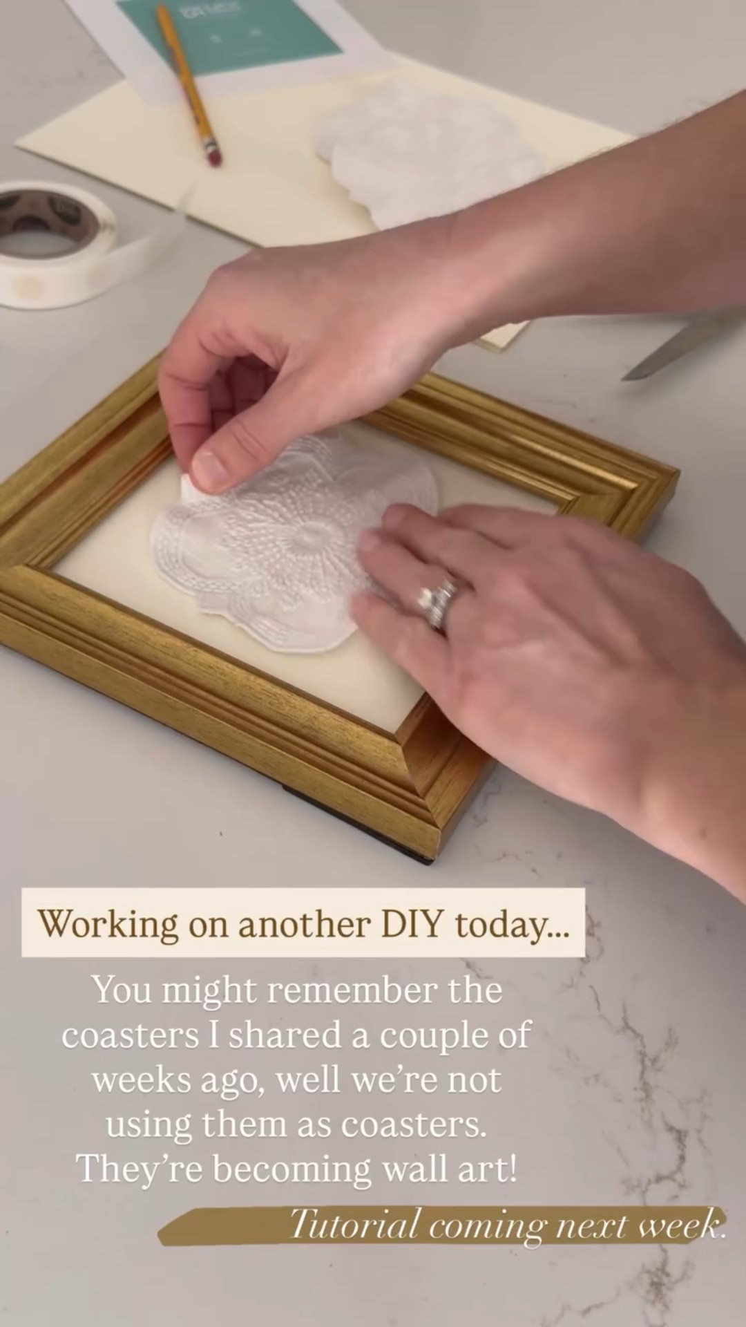 Working on another DIY today….. You might remember the coasters I shared a couple of weeks ago, well we’re not using them as coasters. They’re becoming wall art! Tutorial coming next week.