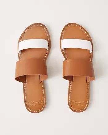 Double Strap Faux Leather Sandals | Abercrombie & Fitch US & UK