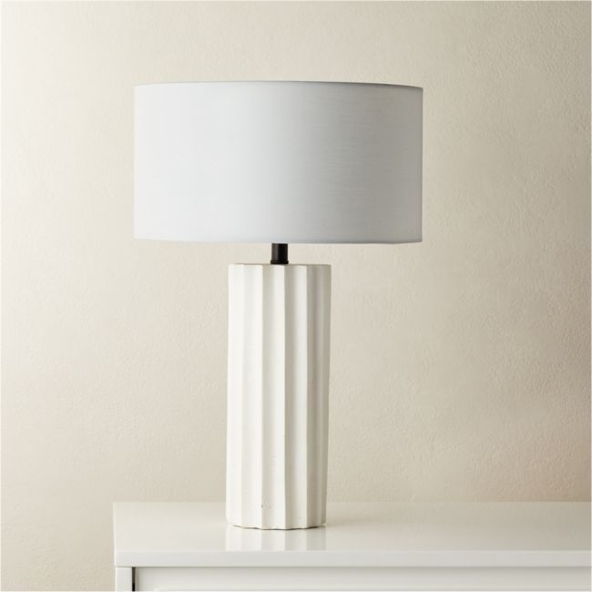 Scallop White Concrete Table Lamp | CB2