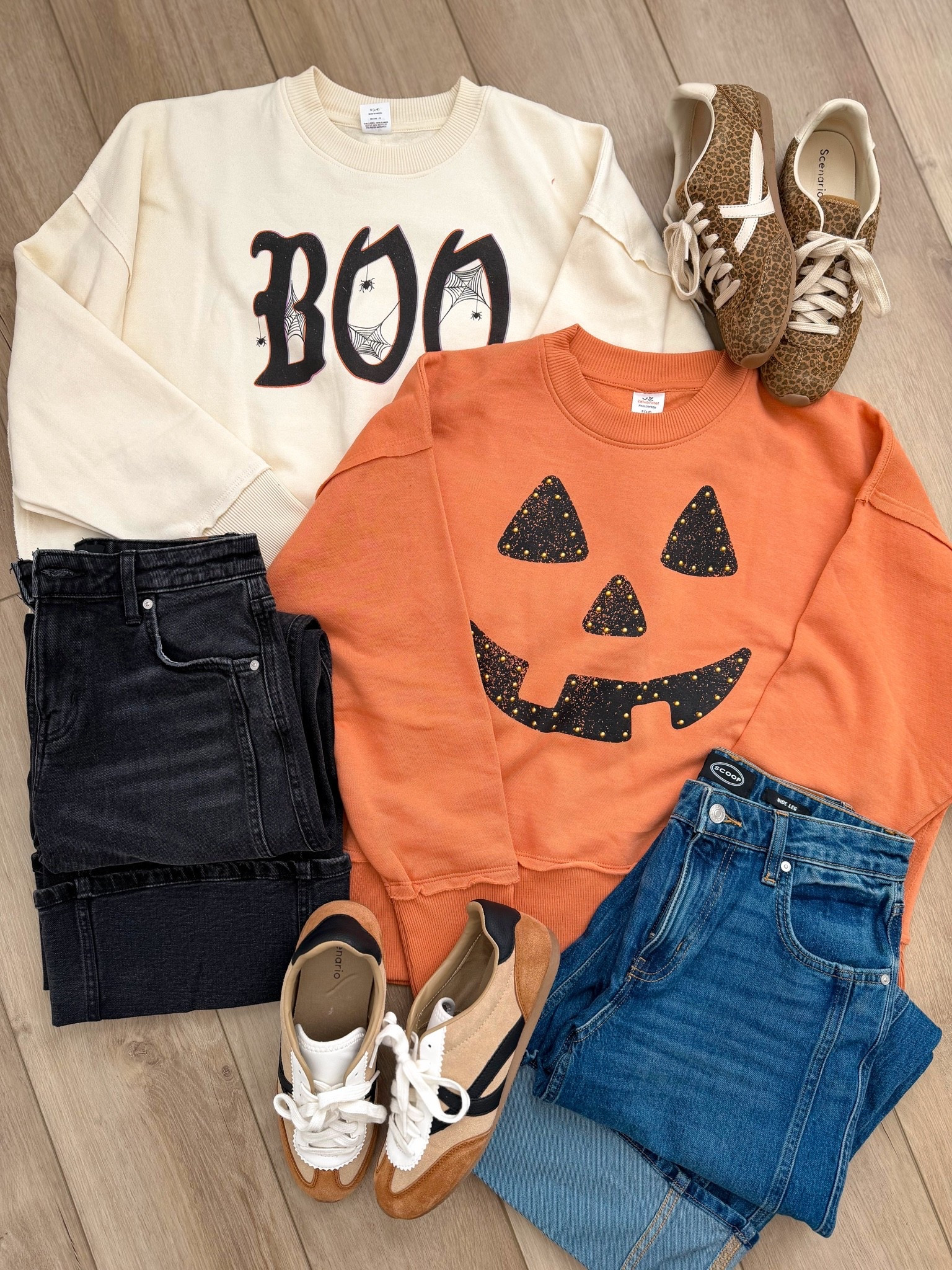The viral Walmart Halloween sweatshirt is RESTOCKED! 🎃🧡 This studded jack-o’-lantern sweatshirt sold out so fast, and I can see why—it’s the cutest mix of cozy + festive without feeling over the top! I also found this adorable BOO sweatshirt, and both are perfect with Walmart jeans and sneakers for an easy casual Halloween outfit. 👻🕸️ And can we talk about the leopard sneakers?! 🐆 So many cute Walmart fashion finds for spooky season!

#walmartfashion #walmartfinds #walmartstyle #walmartnewarrivals #walmarthalloween #halloweenfashion #halloweenoutfit #halloweensweatshirt #pumpkinsweatshirt #jackolantern #spookyseason #fallfashion #falloutfitideas #affordablefashion #walmartfashionfinds

#LTKootd #LTKPetite #LTKSeasonal