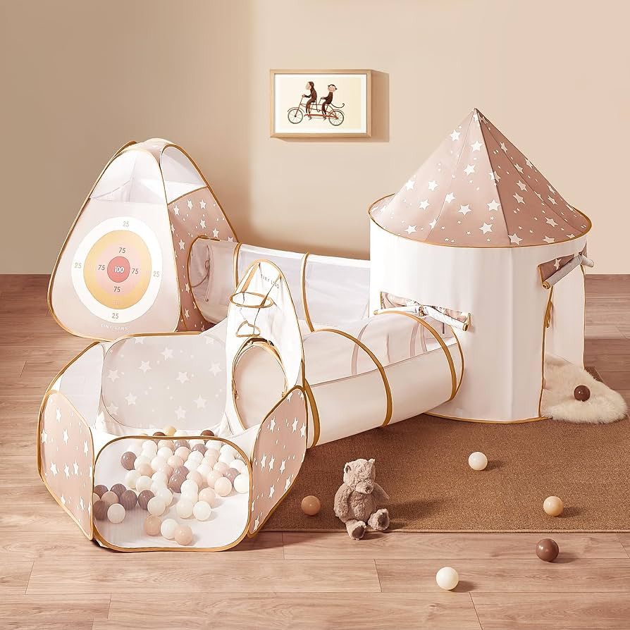 Tiny Land Play Tunnel and Ball Pit for Toddlers, 5pcs Indoor Playground - Foldable Pop Up Tents w... | Amazon (US)