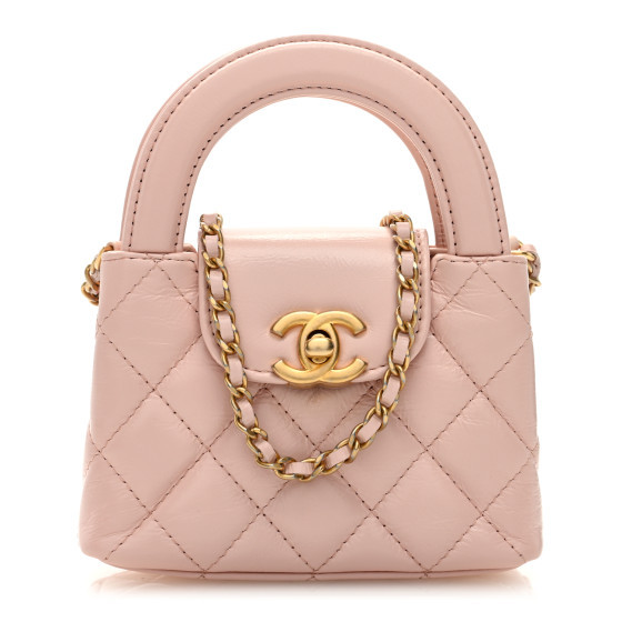 Shiny Aged Calfskin Quilted Mini Nano Kelly Shopper Pink | FASHIONPHILE (US)