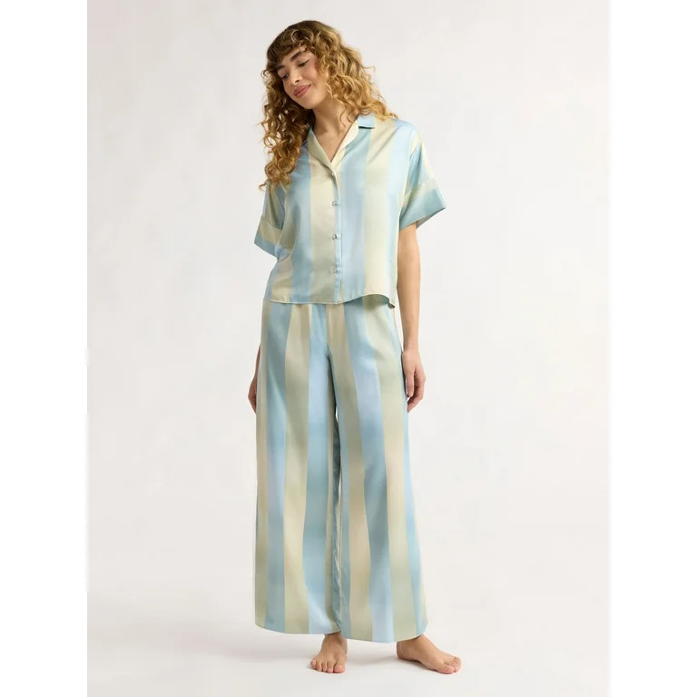 Joyspun Women’s and Women’s Plus Stretch Satin Pajama Set, Sizes S to 3X | Walmart (US)