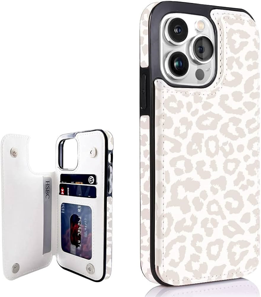uCOLOR Leopard Flip Leather Wallet Case Card Holder Compatible with iPhone 13 Pro 6.1”Women and... | Amazon (US)