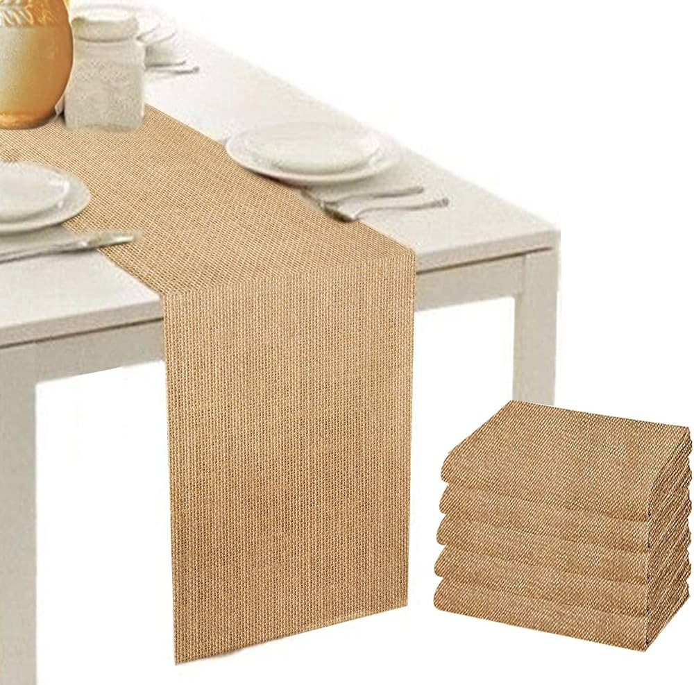 FQTANJU Burlap Table Runner 12 Inch X 108 Inch- Rustic Wedding Decoration Table Runner - Kitchen ... | Amazon (US)
