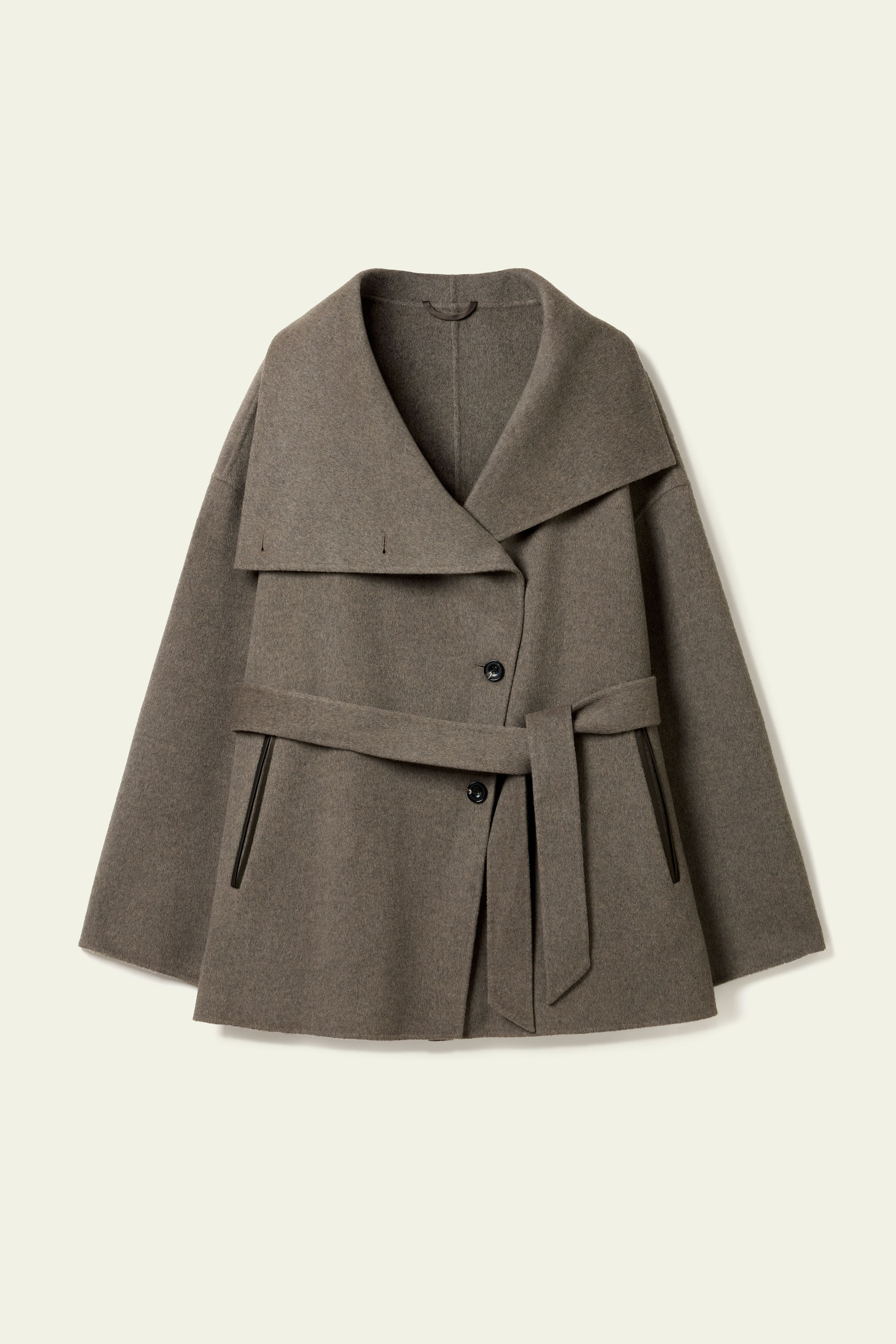 Convertible Collar Silk-Wool Blend Coat | LILYSILK