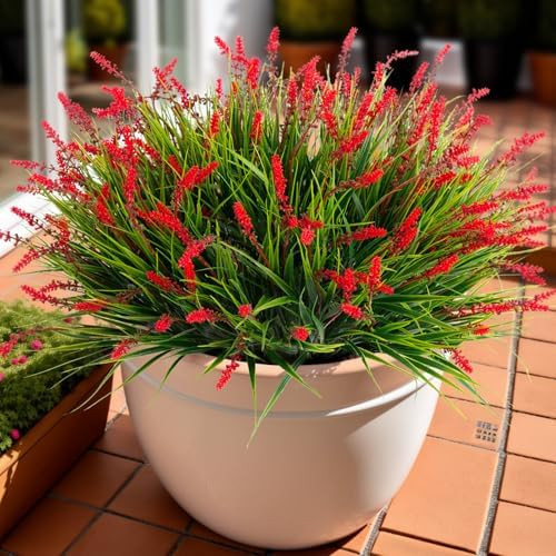 Artificial Faux Plants Flowers for Outdoor Decorations, Fake Monkey Grass for Outside Porch Patio... | Amazon (US)