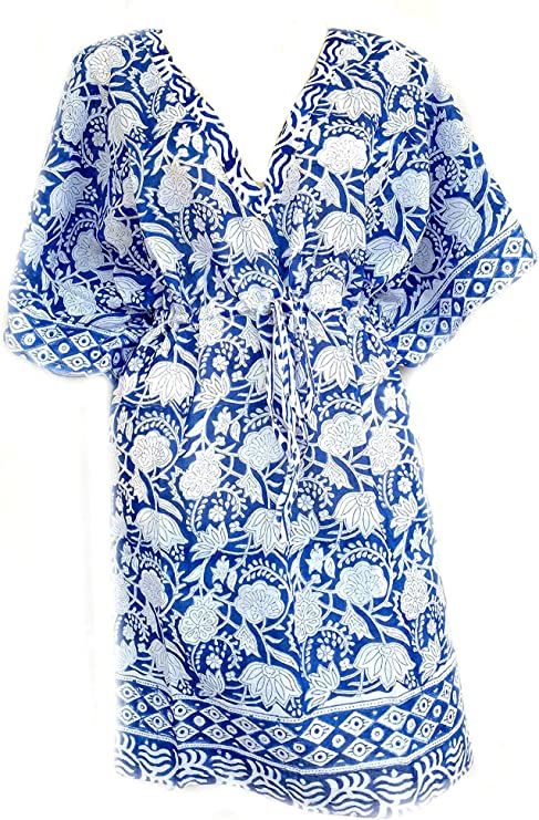 Rastogi Handicrafts 100% Cotton Hand Block Print Cover-up Beach Caftan Women's Print Swimsuit Kaf... | Amazon (US)