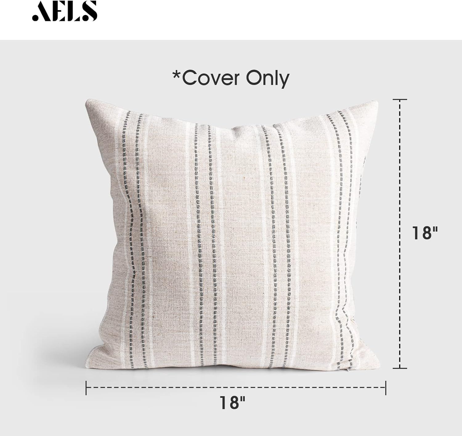 AELS 18x18 Decorative Farmhouse Linen Throw Pillow Covers, Boho Textured Pillow Case, Set of 2, B... | Amazon (US)