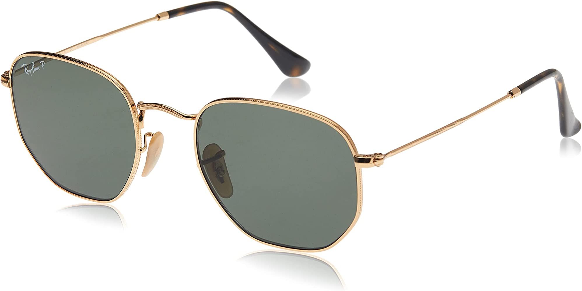 Amazon.com: Ray-Ban RB3548N Hexagonal Flat Lens Sunglasses, Gold/G-15 Green, 54 mm : Clothing, Sh... | Amazon (US)