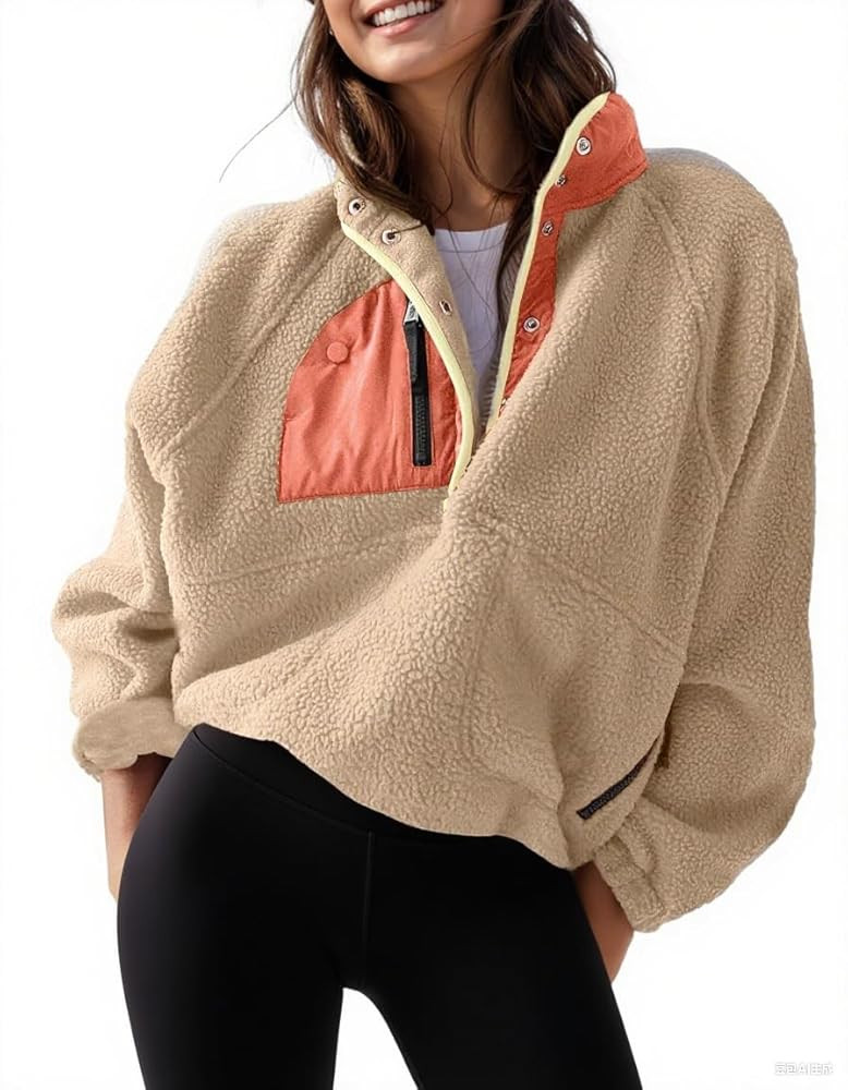 AMEBELLE Women’s Lightweight Fleece Pullover Jacket Cropped Fall Winter Fuzzy Sherpa Jacket Swe... | Amazon (US)