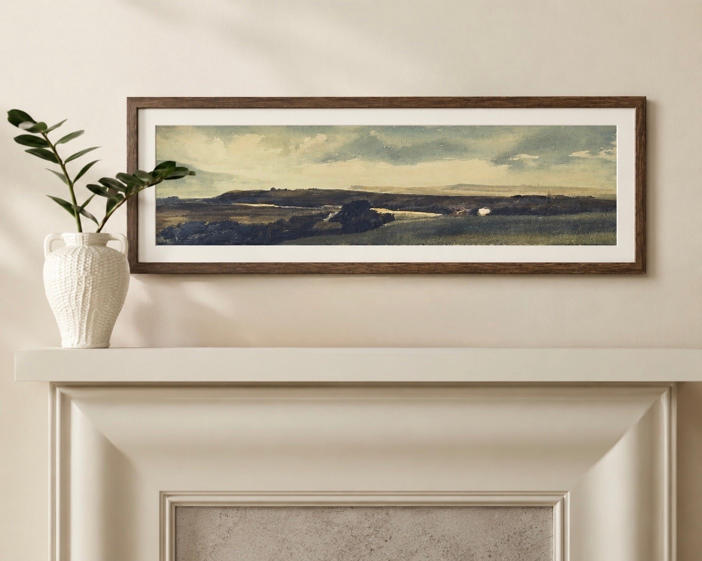 This panoramic landscape print brings warmth, depth, and a collected feel to any space. The muted earth tones and timeless scenery make it an easy piece to style, whether layered into a mantel, dining room, or living space. A beautiful statement piece that feels both classic and elevated.

#LTKHome