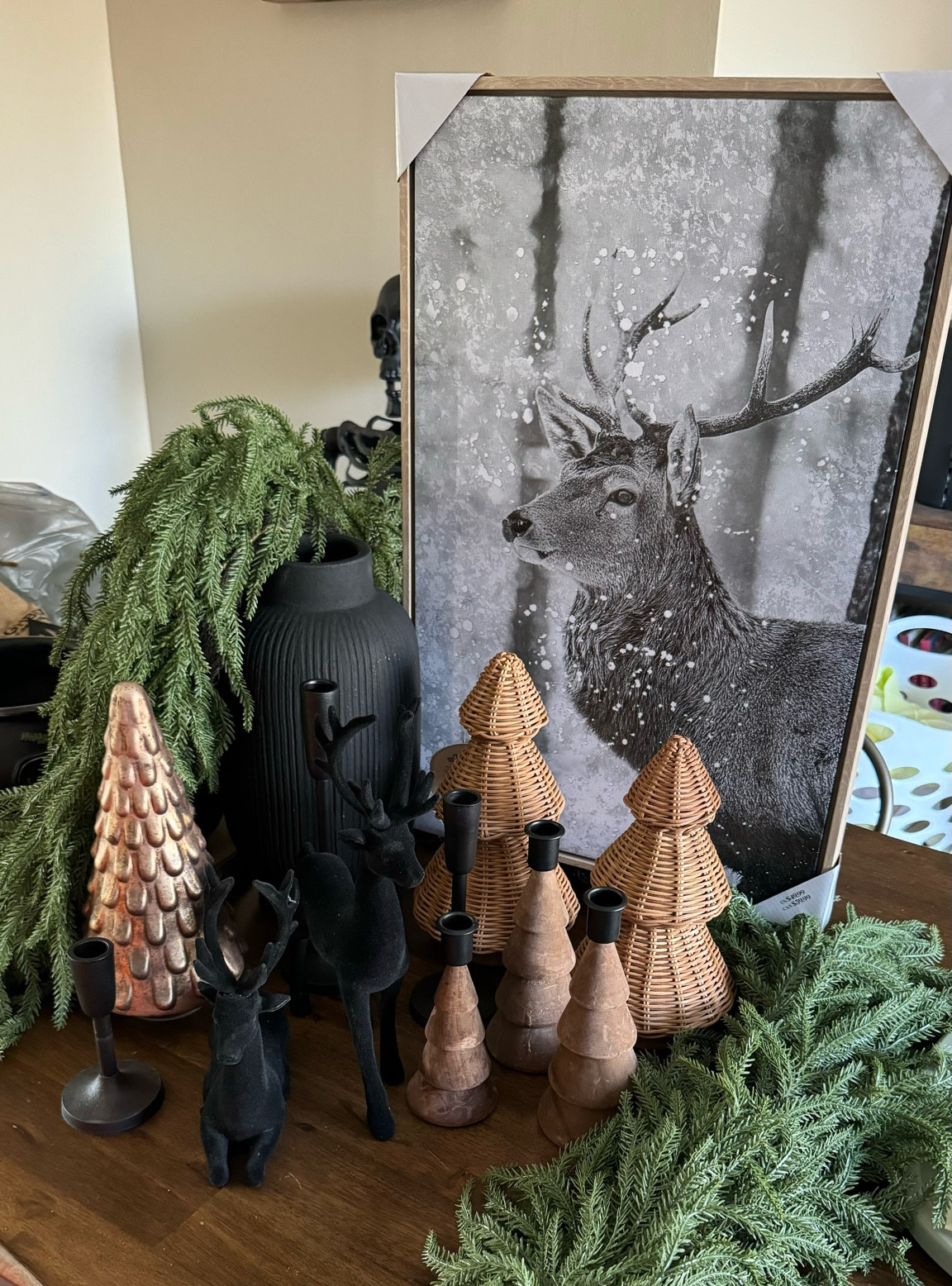 Garland is from HomeGoods, linked another real feel garland (I own and very similar) on Amazon!