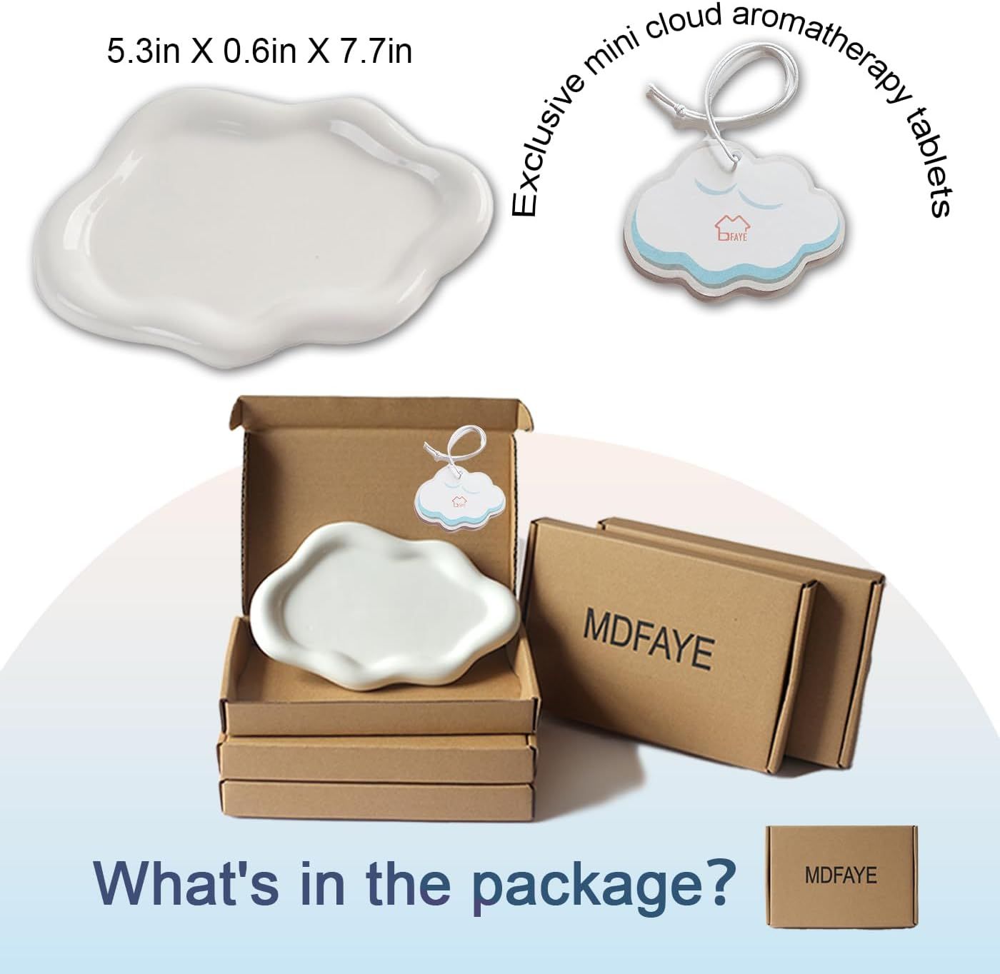 MDFAYE Jewelry Dish Trinket Tray for Women, Ring Dish Holder, Unique Cloud Shape Ceramic Plate Cu... | Amazon (US)