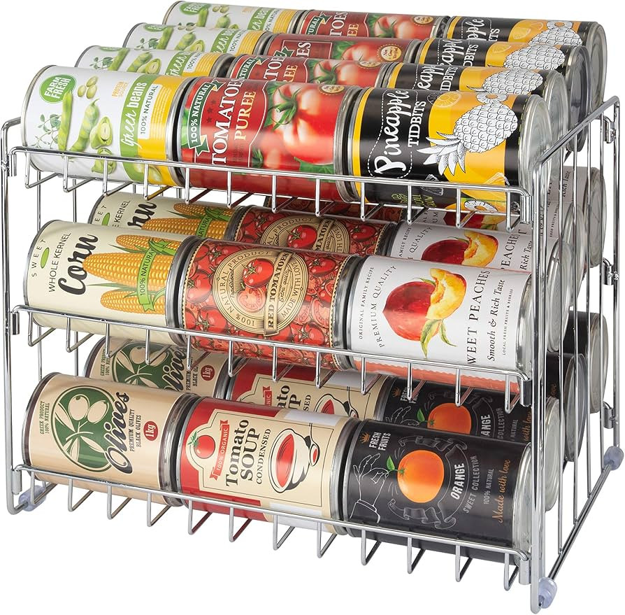 Kitchen Details 3 Tier Can Organizer | Chrome Steel Canned Food Storage Rack | Holds 36 Cans | Sp... | Amazon (US)