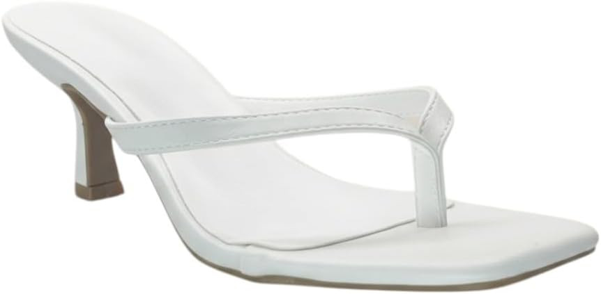 ABSOLEX Women's Square Toe Thong-strap 2.5-Inch Mid-Height Kitten Heel Mule Sandal | Amazon (US)