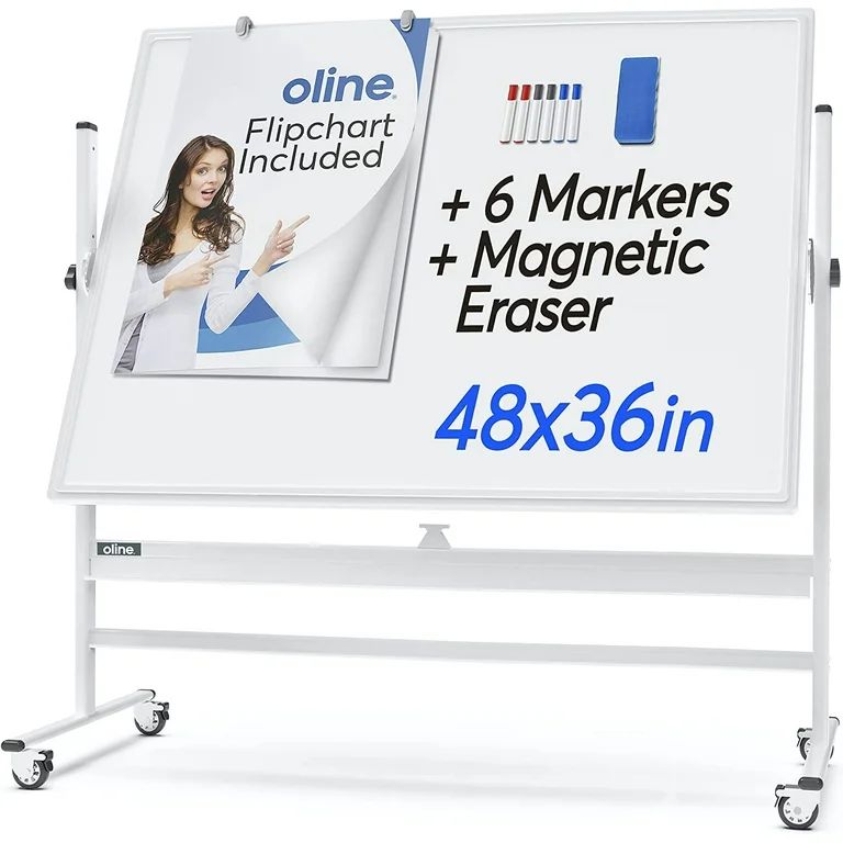 Oline Double Sided Rolling Adjustable Dry Erase Magnetic White Board | Walmart (US)