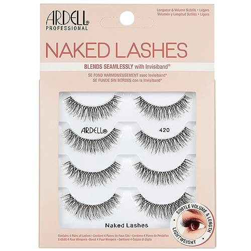 Ardell Naked Lashes 420 – Lightweight Natural Strip Lashes with Invisiband, Reusable False Eyelashes, Multipack, 4 Pair, 1 Pack | Amazon (US)