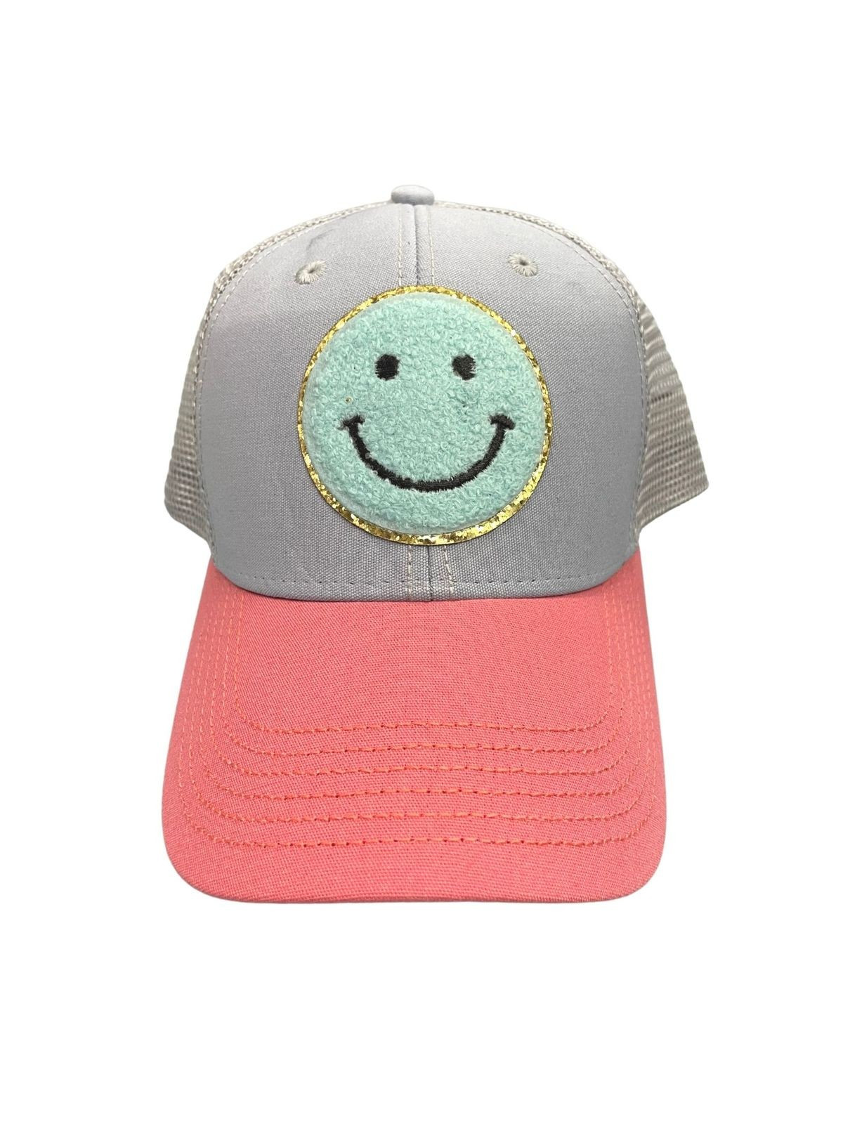 COLOR BLOCK SMILEY PATCH HAT | Judith March