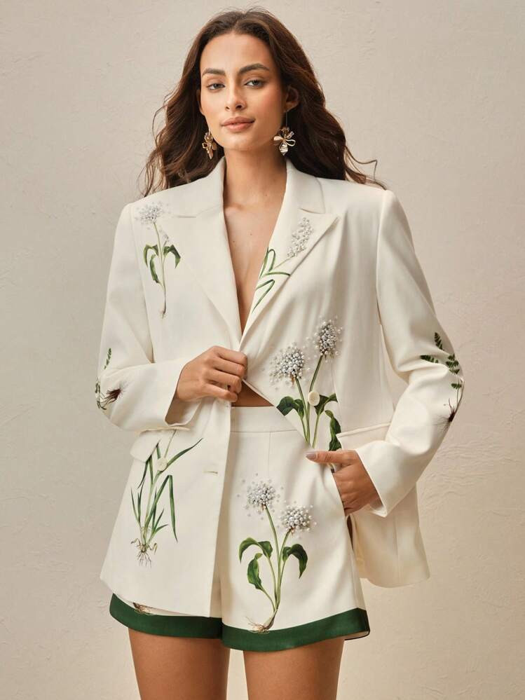 Anewsta Embroidered & Printed Elegant High-End Casual Women's Jacket With Beaded Decor | SHEIN