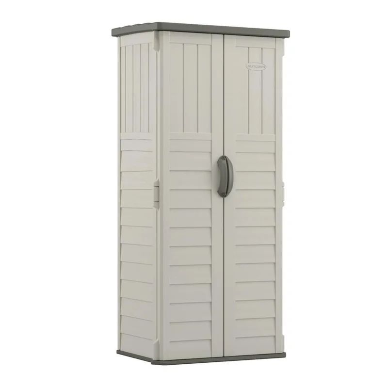 Suncast Outdoor Vanilla 2 ft. 8.25 in. W x 2 ft. 1.50 in. D Resin Vertical Tool Shed | Wayfair North America
