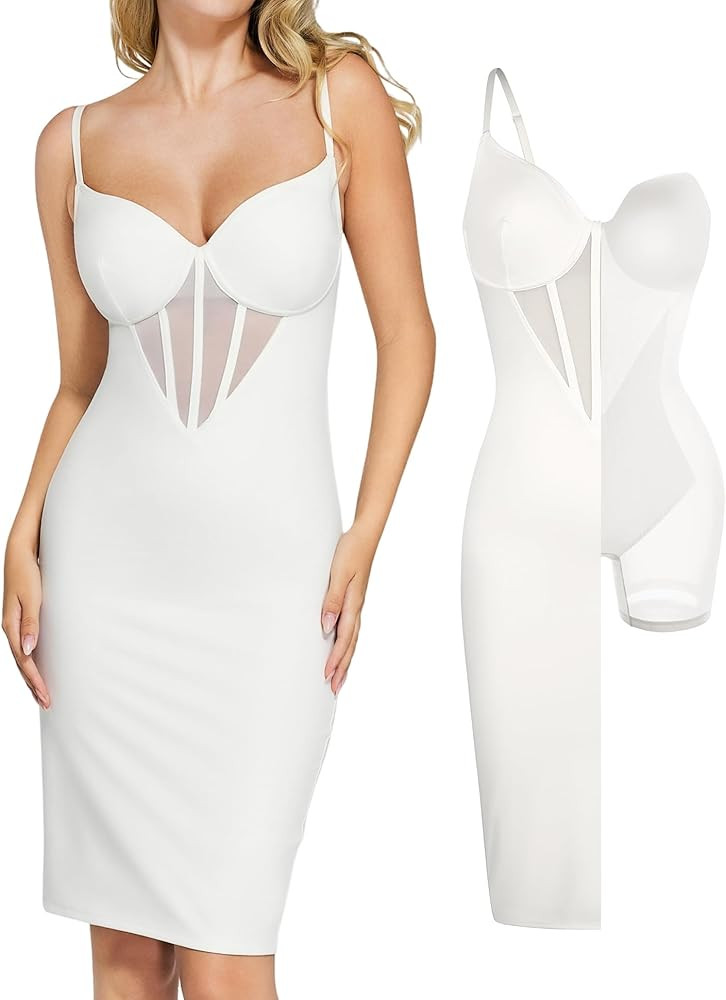 Popilush Shapewear Dress Corset Dress Mesh Bodycon Dresses for Women Slip Dress Party Midi Dresse... | Amazon (US)